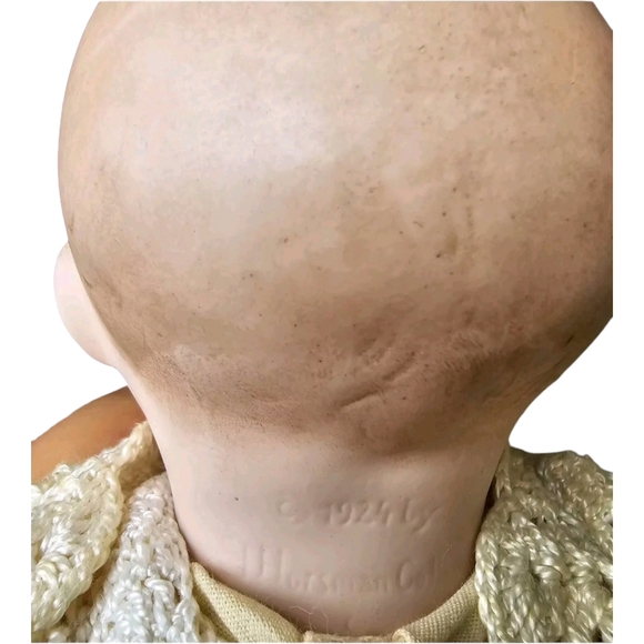 14 Inches Antique 1924 Vintage Porcelain Baby Doll with Blue Eyes - Picture 9 of 16